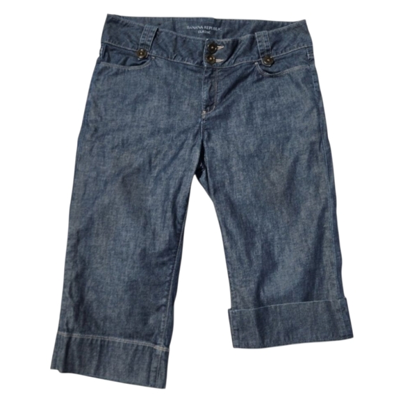 SOLD Banana Republic Classic Denim Capri Pants Size 14 Mid Rise Stretch Cuffed - Picture 2 of 9